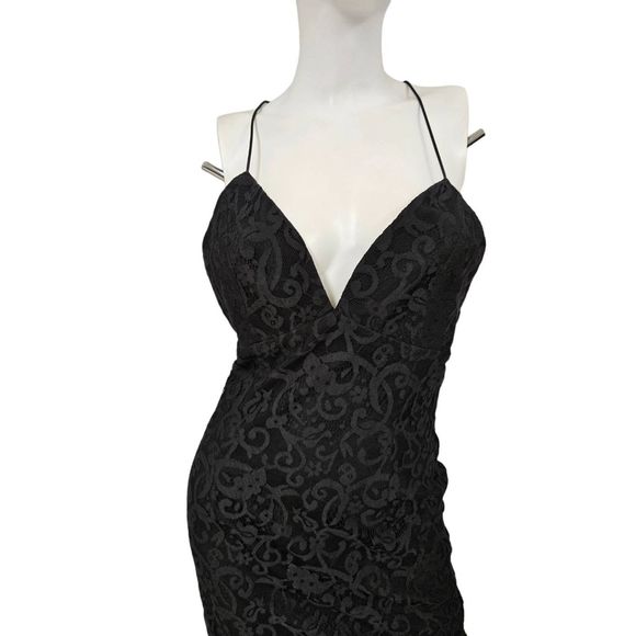 NWT Tobi Deep Plunge Black Dress Large - Picture 10 of 15